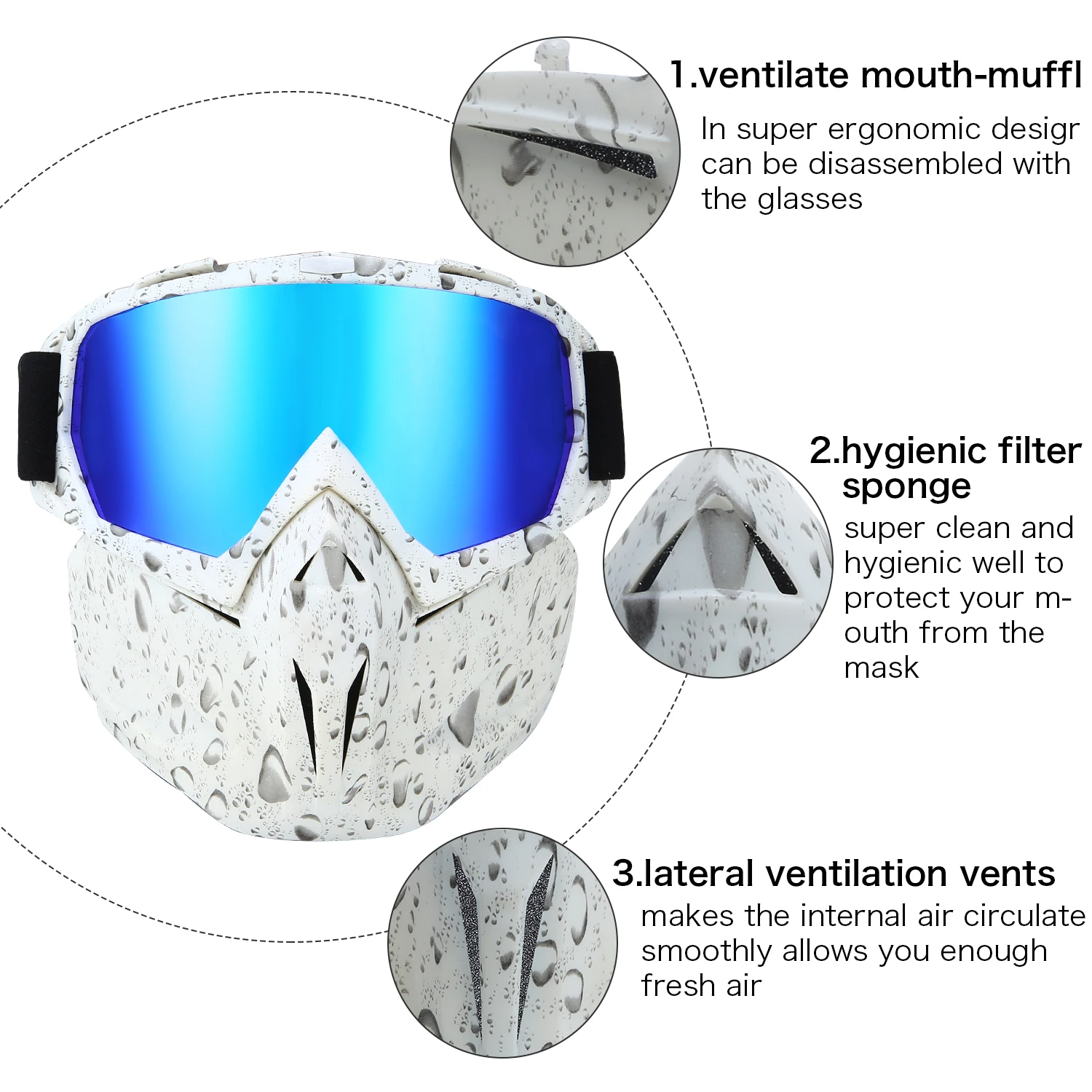 KUTOOK Skiing Snowboard Mask Winter Ski Glasses Face Mask Eyewear Snowmobile Goggles UV Protection Eyewear Windproof Snow Sports 4