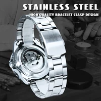 WINNER-Montres mécaniques classiques pour hommes, montre automatique d'affaires de marque de luxe, lunette rotative, cadran Shoous, horloge à bracelet en acier 5