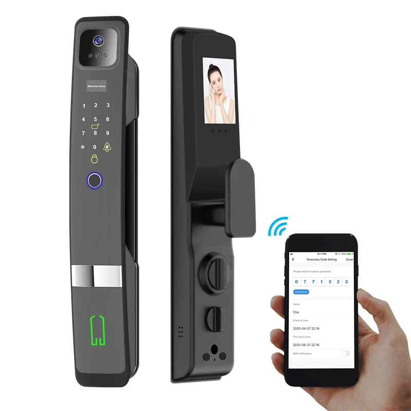 

2024 Wifi Fingerprint Recognition Smart Door Lock Cat Eye Automatic Face door lock with Capture Function