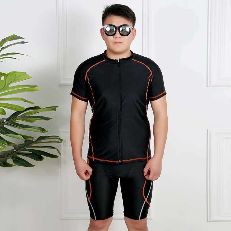 Men's Split Swimsuit Short-sleeved Beach Water Sports Snorkeling Swimming Surfing Suit Plus Size Sunscreen Quick-drying
