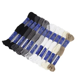 Rhapsody Premium Egyptian Cotton Embroidery Floss Collection - 12 Vibrant Colors, Double Mercerized, 8 - Meter Skeins - 6 Strands (White Black 1)