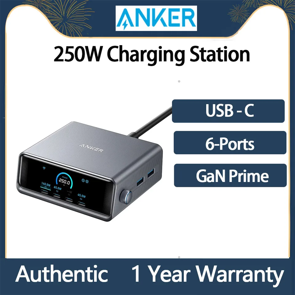 分配器・切替器 Anker Prime Charger (250W, 6 ports, GaN) Amazon.com: Anker 250W Ultra-Fast 6-Port GaN Charging Station