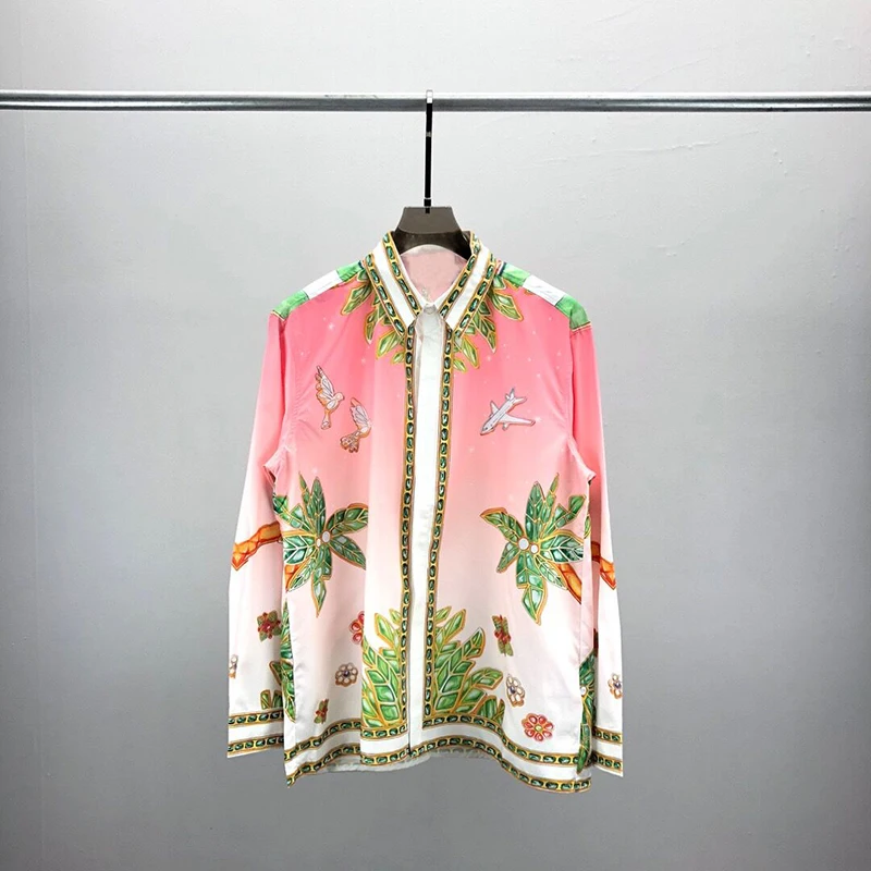 

Long-sleeved Turn-down Collar Shirts Blouse New Men Party Clothing Harajuku Floral Print Casual Shirt 2023 Men Tops camisas