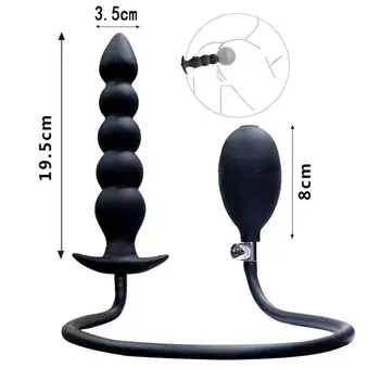 Expansion Diameter 14cm Inflatable Dildo Anal Plug with 5 Beads Built-in Silicone Column Huge Butt Plug Ass Dilator Anal Sex Toy 5