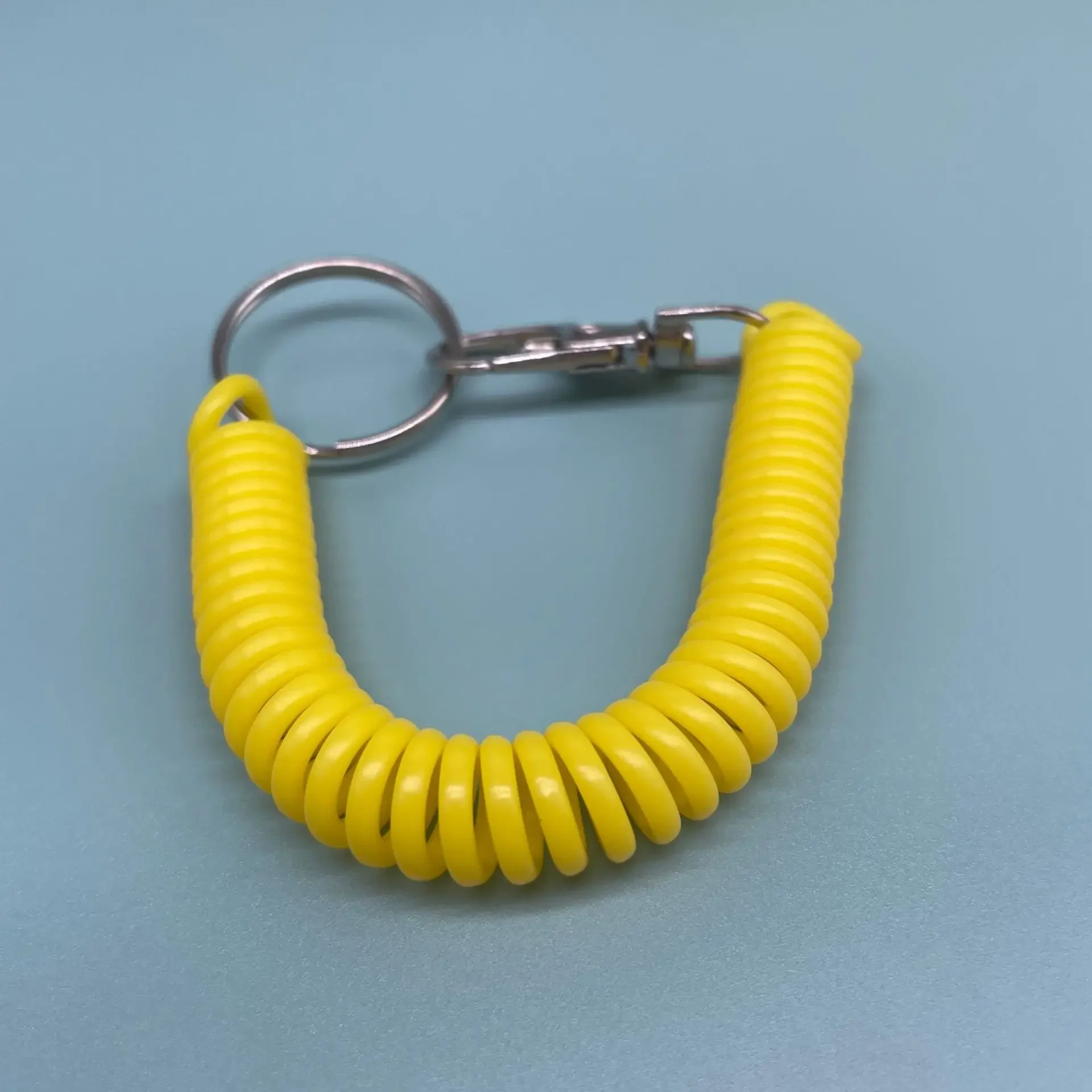 Spirale einziehbarer Federspulen-Schlüsselanhänger, diebstahlsicher, Anti-Verlust-Stretch-Schnur, Sicherheits-Schlüsselanhänger mit Karabinerverschluss aus Metall für Schlüssel – Detail 17