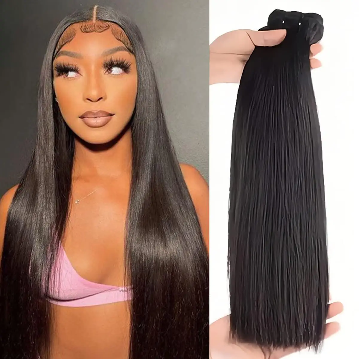 Double Drawn Human Hair Bone Straight High-End 100% 12A Grade Brazilian Virgin Human Weave Bundles Hair Extenstions For Women
