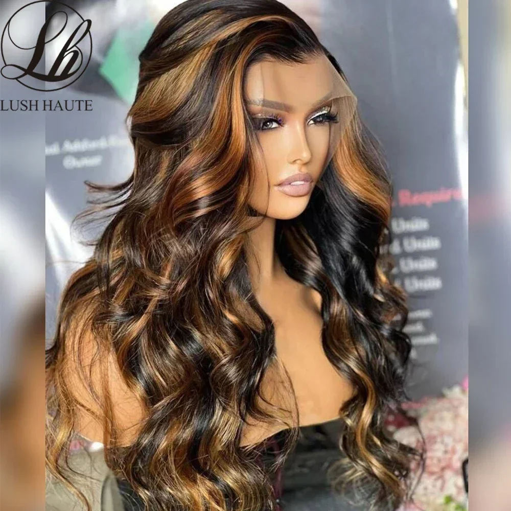13X4 Highlight Lace Frontal Wigs Body Wave Lace Front Wigs Synthetic Omber Blonde With Baby Hair Heat Resistant Fiber for Woman
