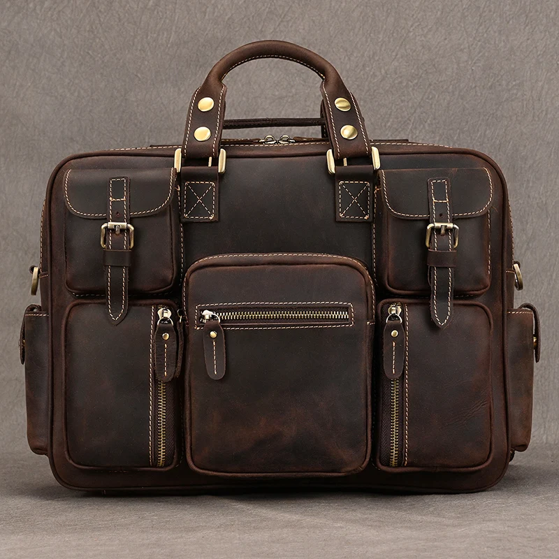 Distressed Large Leather Lenovo Mens Messenger Laptop Bag Briefcase
