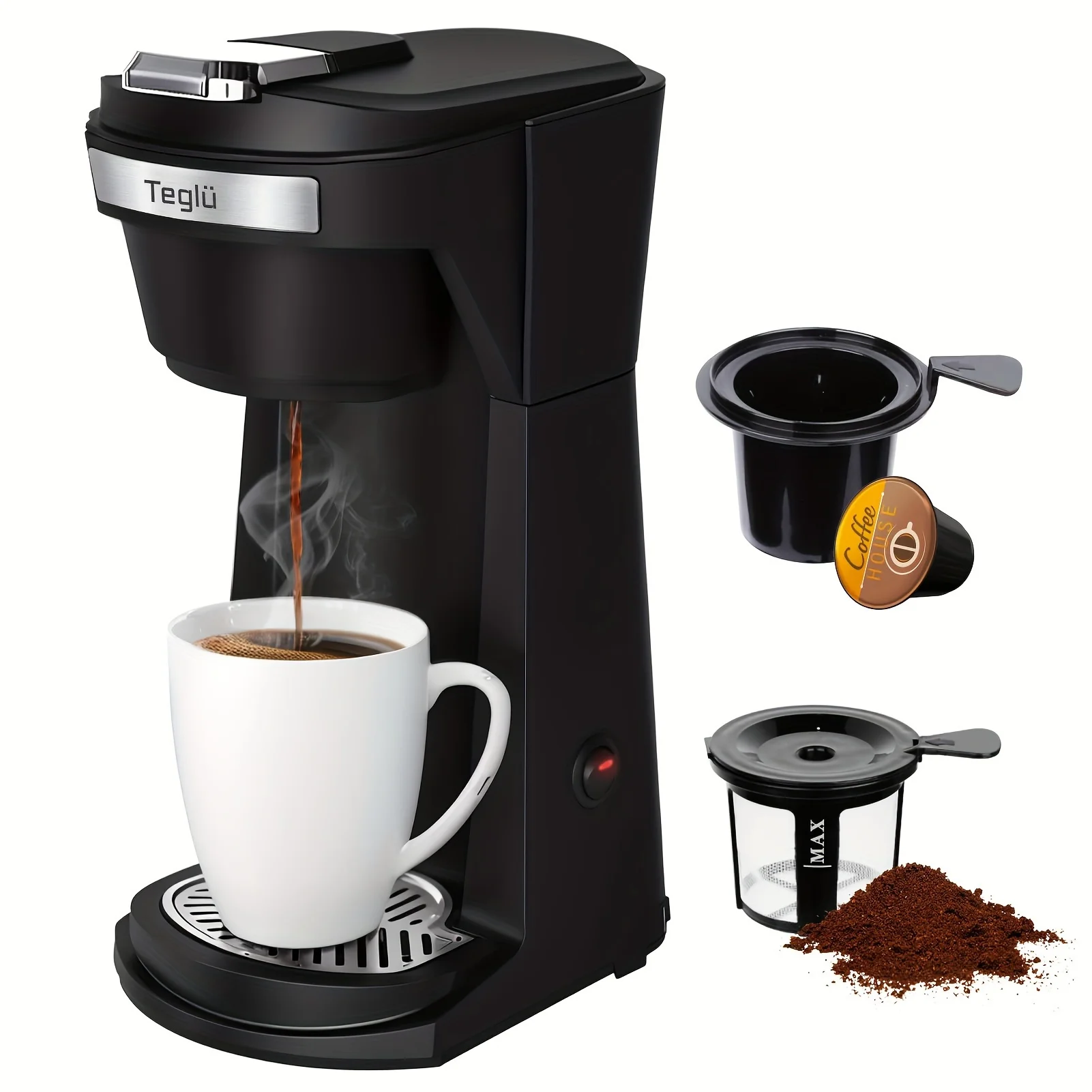 

2-in-1 Single Serve Coffee Maker for K-Cup Pods and Ground Coffee 3 Colors-6-14 oz Drip Coffee Machine with Easy-to-Use Features