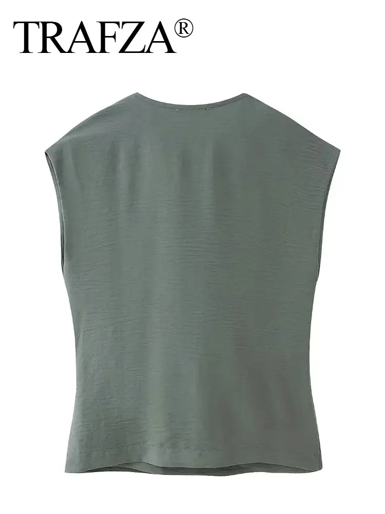 HH Women Vintage Solid Tank Tops Casual Loose Sleeveless Shirt V Neck Blouse Y2k Female Summer Fashion Chic Top Vest