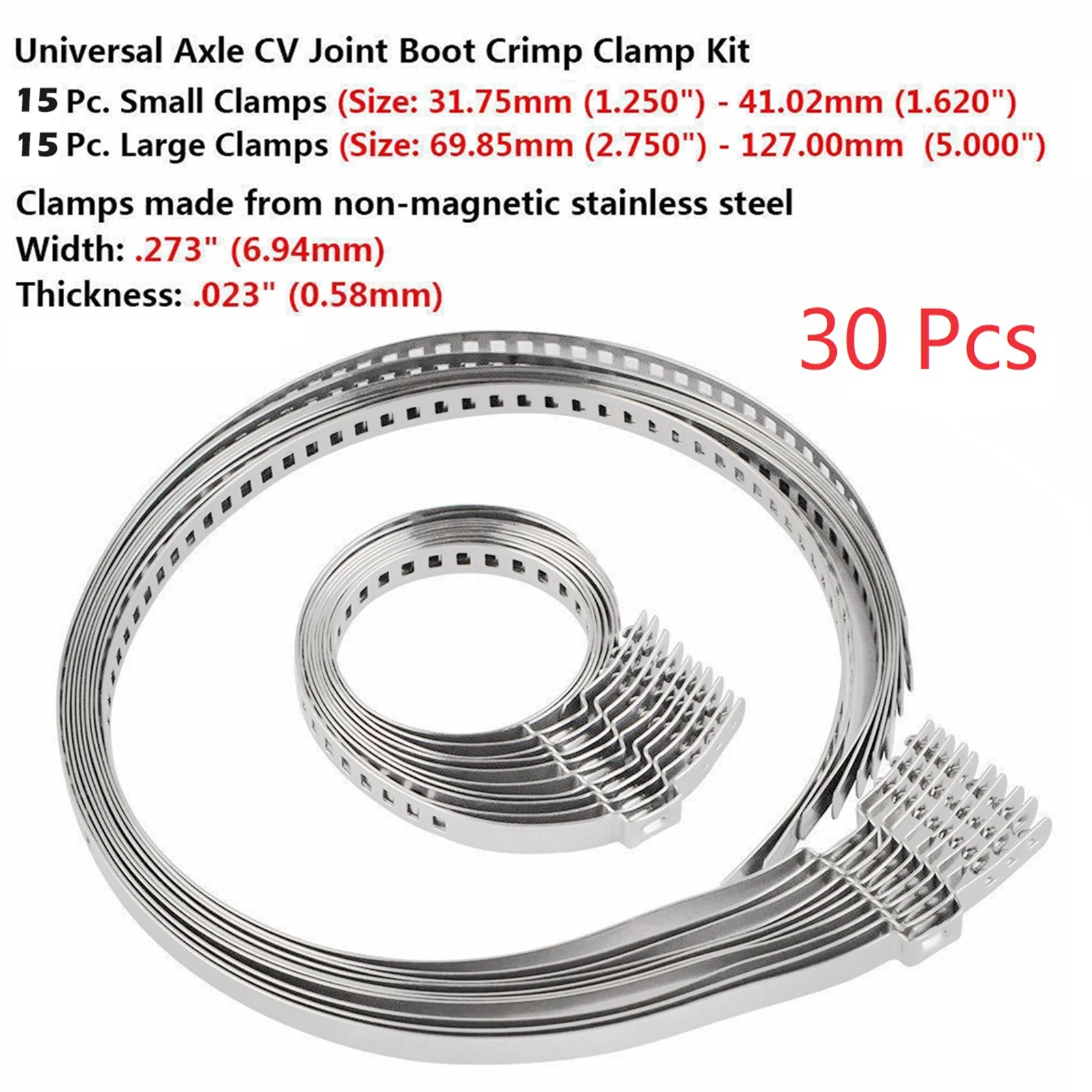 Kit 10 Morsetti Per Giunto CV Auto | Acciaio Inox Regolabile 25-127 Mm Per Soffietti Albero