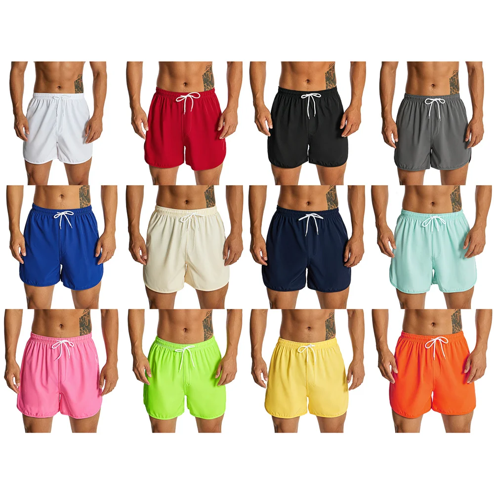 Men's Quick Dry Sports Shorts Drawstring Elastic Waist Breathable Boxer Shorts for Fitness Running Comfortable Taining