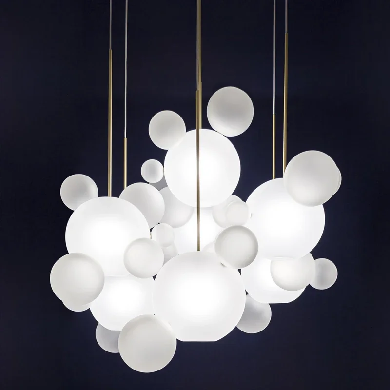 

Nordic Bar Led Pendant Lights Milky White Glass Globes Chandelier Dining Room Villa Loft Decoration Home Design Lighting Lamps