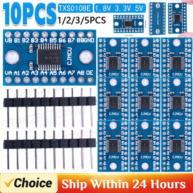 TXS0108E Logic Level Shifter Bi-Directional Module 3.3V 5V 8 Channel Logic Level Switching Shifter High Speed for Arduino