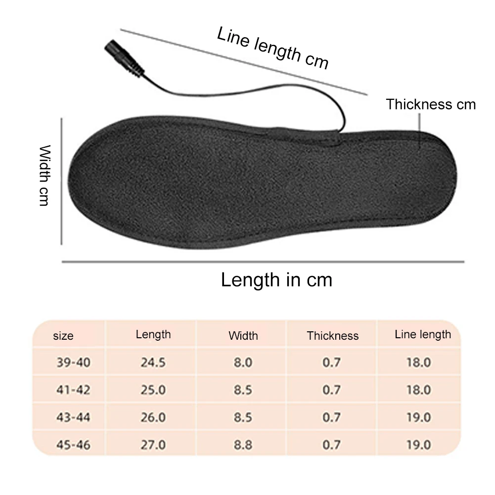 Winter USB Heated Shoe Insoles Comfortable Foot Warmer Heating Shoe Pad Heating Feet Shoe Pad Lightweight Warm Thermal Insoles
