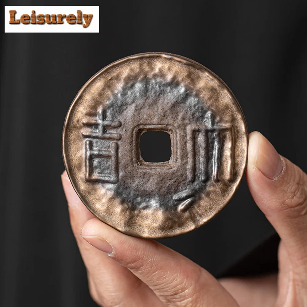 Retro Gilded Iron Glaze Teapot Cover Holder Retro Copper Cash Cover Bracket Cover Frame Zisha Pot Lid Shelf Tableware Ornaments