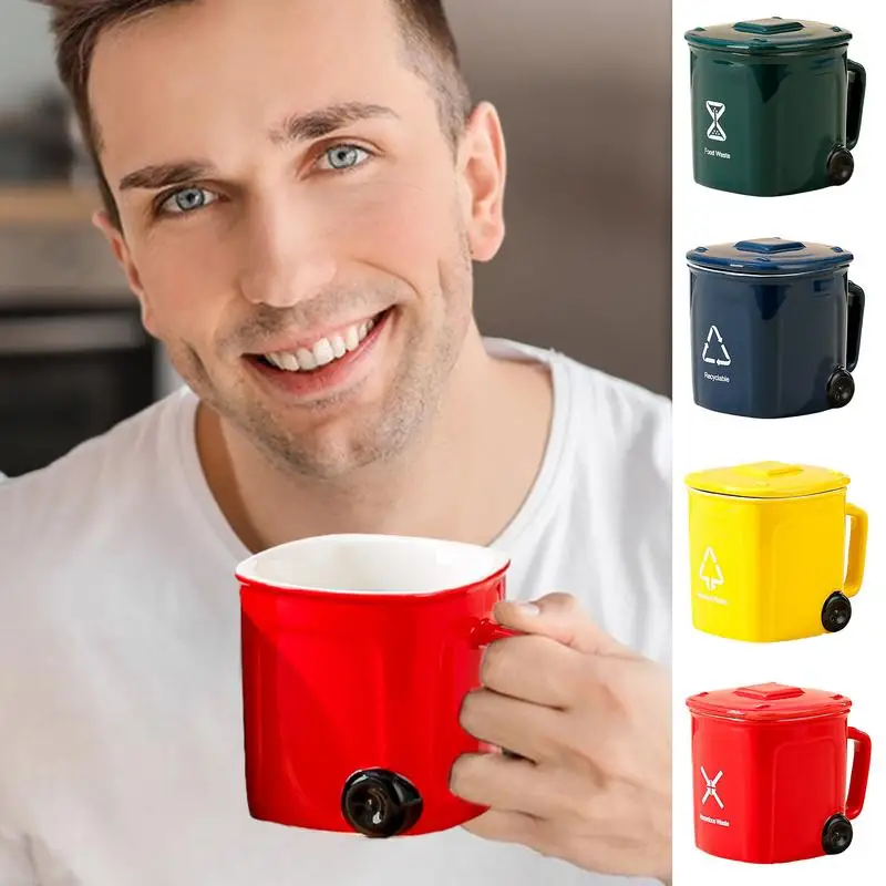 

Ceramic Coffee Mug Novelty Recycling Bin Espresso Mug Funny Novelty Garbage Bin Espresso Cup For Milk, Coffee, Juice, Water,Home