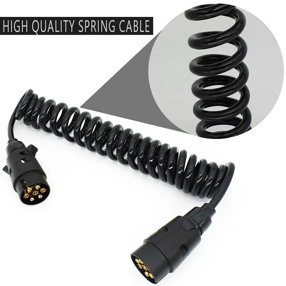 Heavy-Duty 7-Pin Trailer Light Extension Cable with Male-Female Connectors