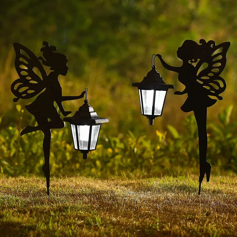 

Metal Fairy Solar Light Outdoor Decoration Metal Fairy Garden Stake Solar Stake Light For Lawn Patio Or Courtyard 2Pack