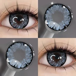 VISUASHOW Natural Black Colored Cosmetic Contact Lenses - 2 Pack, Half - Yearly Soft Beauty Lens (BigEyeGirl - Blue)
