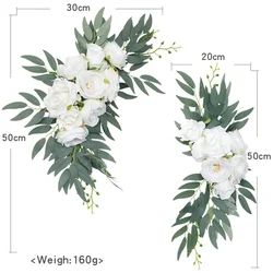 Boho Dusty Rose & Blue Eucalyptus Wedding Arch Flower Kit with Drapes (White A STYLE)