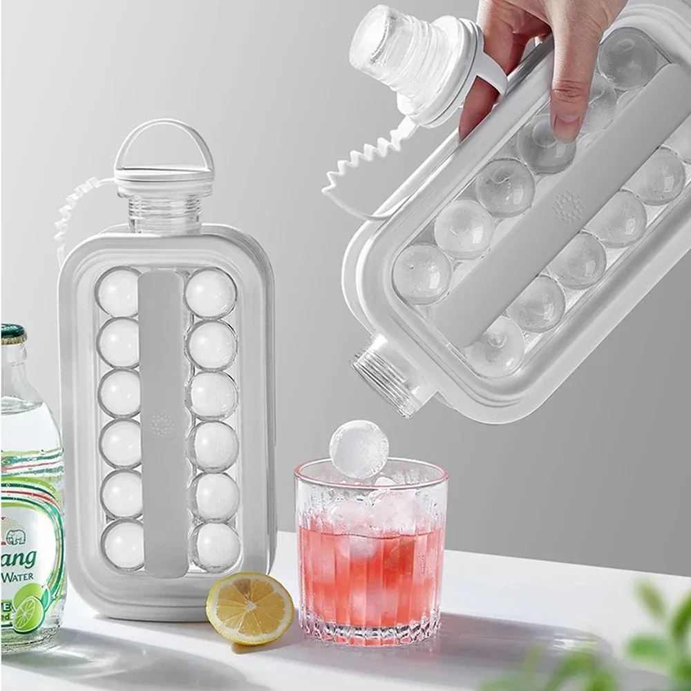 1pc Portable Ice Ball Maker Bottle Reusable  2 in 1 Round Ice Cube Molds for Whiskey Juice Cocktails Kitchen Bar Ice Cream Tools