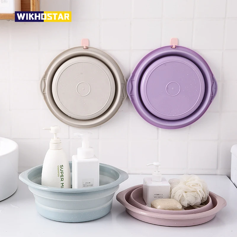Folding Wash Basin WIKHOSTAR Portable Collapsible Wash Basin Folding Bucket Laundry Tub Bathroom Accessories