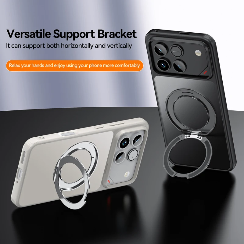 For Honor Shockproof Magnetic Translucent Matte Case with Rotatable Metal Ring Holder