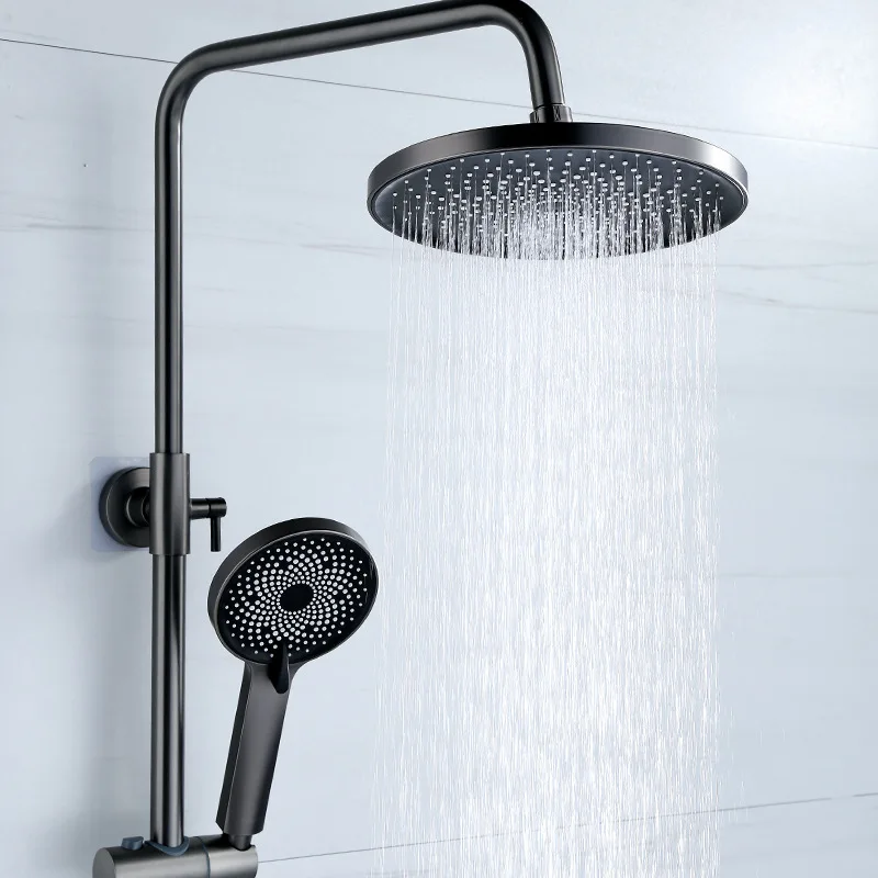 Shower Head Set Gunmetal Brass Bathroom Pressure Booster Starry Sky Bathing Spray 5