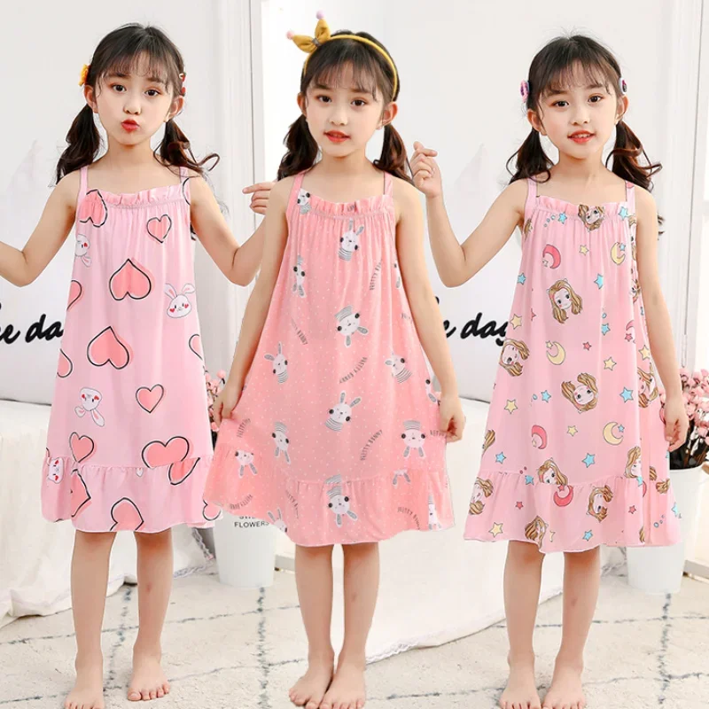 

Kids Girls 100% Cotton Nightgown Cartoon Nightdress Girl Sleepwear Nightie Summer Short Sleeves Cats Nightwear Children Clothes