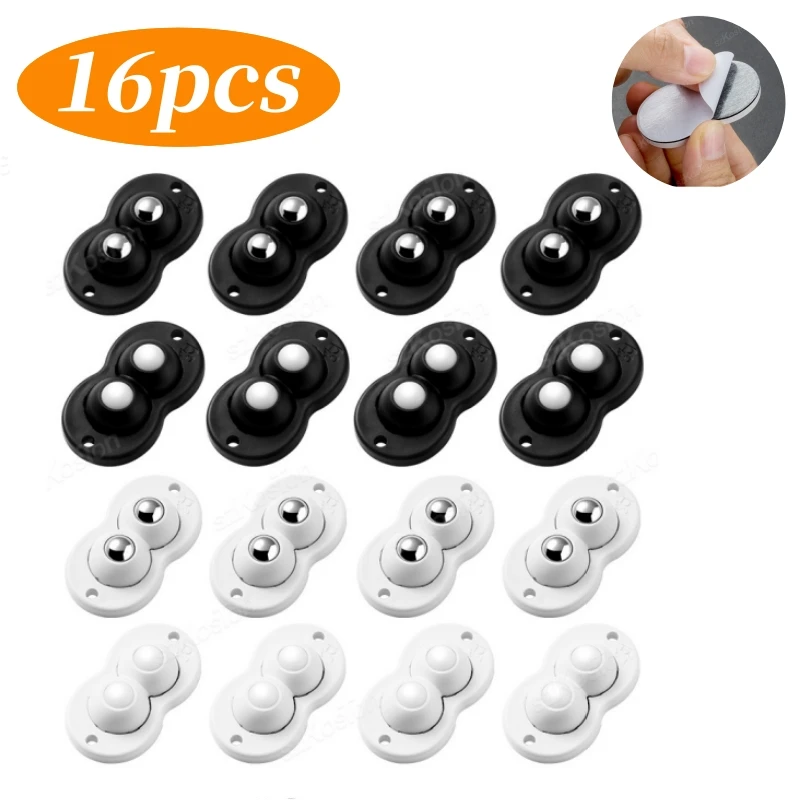 Self Adhesive Caster Wheels 16/8/4 Pcs Stainless Steel Nylon 360 Degree Rotation