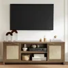 Modern Hampstead TV Stand for Living Room - Entertainment Center for 65 Inch TV with Rattan Doors Cabinet 6