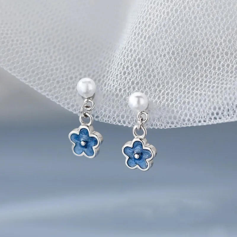 Elegant Imitation Pearl Flower Stud Earrings for Women 2024 New Trend Temperament Dangle Earring Party Jewelry Gifts