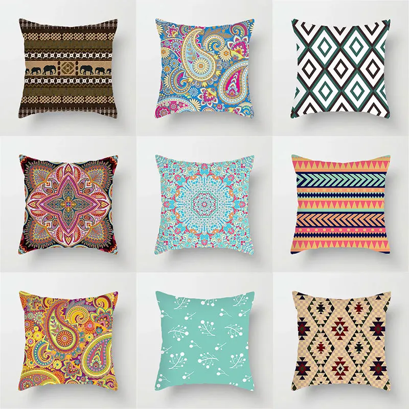 

Mandala Geometry Boho Cushion Case Indian Aesthetics Decorative Pillow Cover Elegant Luxury Decor Pillow Case Sofa Bedroom B0002