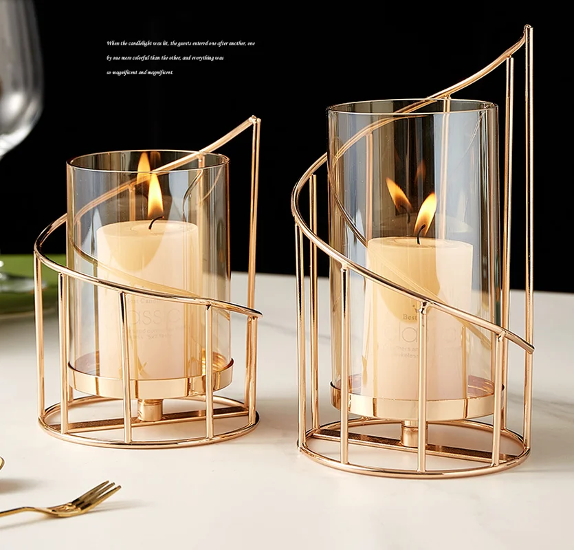 Romantic Metal Glass Candle Holder Dining Holiday Party Decoration Art Wrought Iron Wedding Table Centerpieces - Image 3