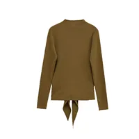 Women's Top 2025 Autumn New Style Camel Long Sleeve Knit Top with Bow Decoration Slim Fit Elegant and Fashionable - Image 2