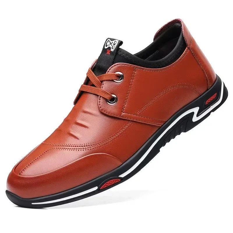 Leather Business Casual Shoes for Men Breathable Platform Loafers Fashion British Simple Men Shoes Soft-Soled Non-Slip Shoes Men 2