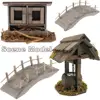 Miniature Chicken Coop Wood Arch Bridge Outdoor Scene Model Micro Landscape Fairy Garden Decor Dollhouse Decoration Accessories 1