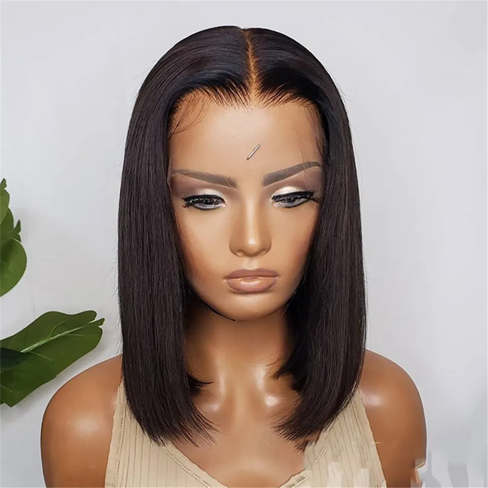 Reta de Seda da Parte Superior do Laço Resistente ao Calor da Fibra Arrancada com Linha Peruca Sintética Longa Reta Pre Fina Natural 13x4 7 Online shopping