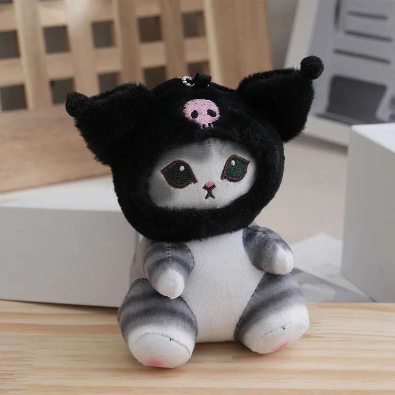 Wholesale 24pcs/lot 14cm Shark Kuromi Plush Keyring Toys Stuffed Shark Fried Shrimp Cat Animal Dolls Pendants key Chain gifts 5
