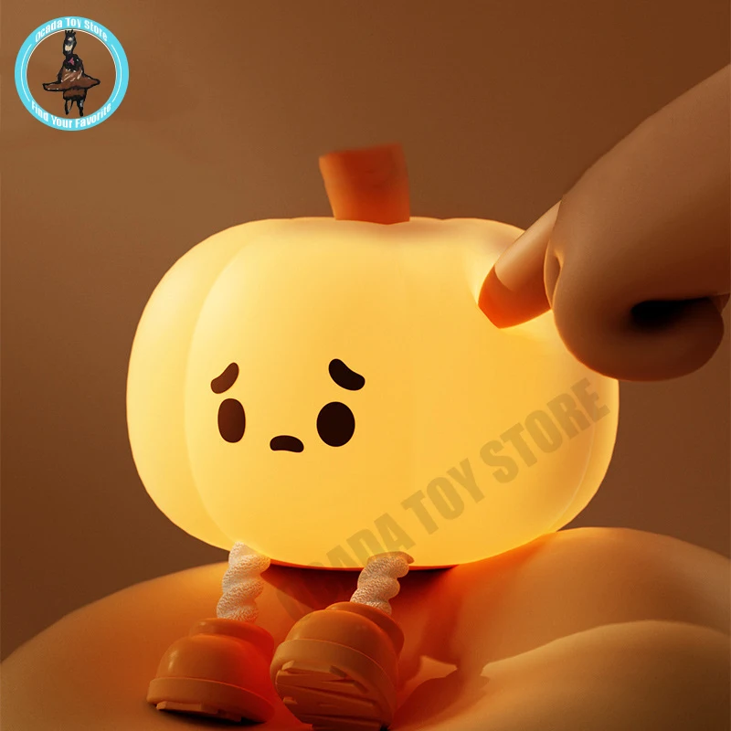 

Ночники в виде тыквы на Хэллоуин, милые, кавайные, мягкие силиконовые безопасные лампы, украшения с таймером, приглушаемый прикроватный декор, детские подарки, игрушка