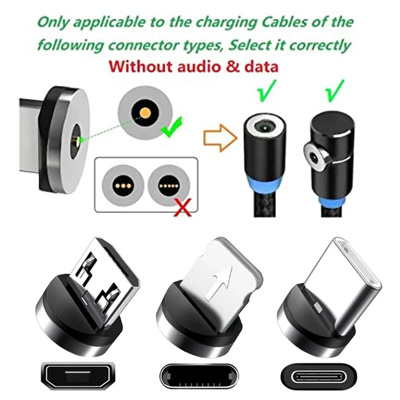 1/5pcs 라운드 마그네틱 케이블 팁 마이크로 USB 충전 케이블 플러그 USB 유형 C 자석 케이블 어댑터 아이폰 자석 충전기 어댑터