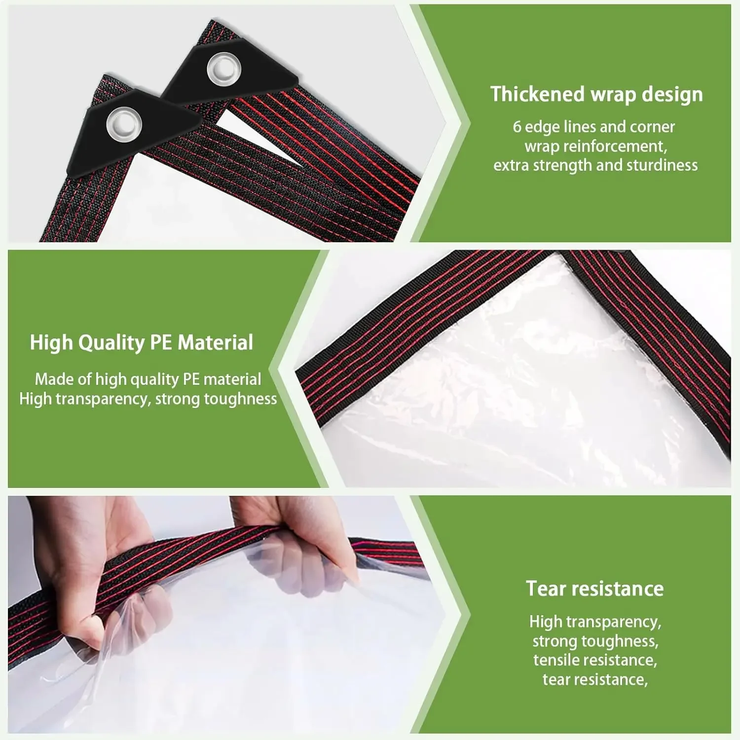 Clear Tarps Heavy Duty Waterproof with Grommets Plant Cover Freeze Protection Frost Plastic Sheeting Rain Tarps Greenhouse 3