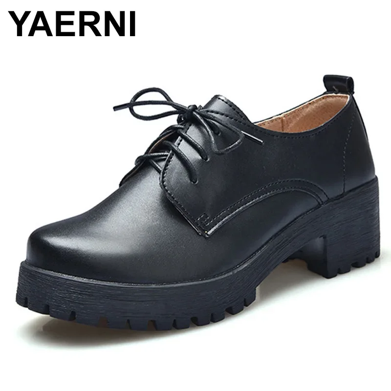 YAERNI New Autumn/winter Genuine leather handmade retro Oxfords fashion Casual women shoes British college wind shoes
