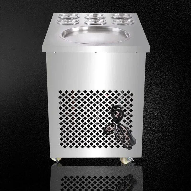 Full Stainless Steel Fried Ice Cream Roll Machine Ice Pan Fry Flat Cream Maker Yoghourt Fried Ice Cream Machine 1pc 5
