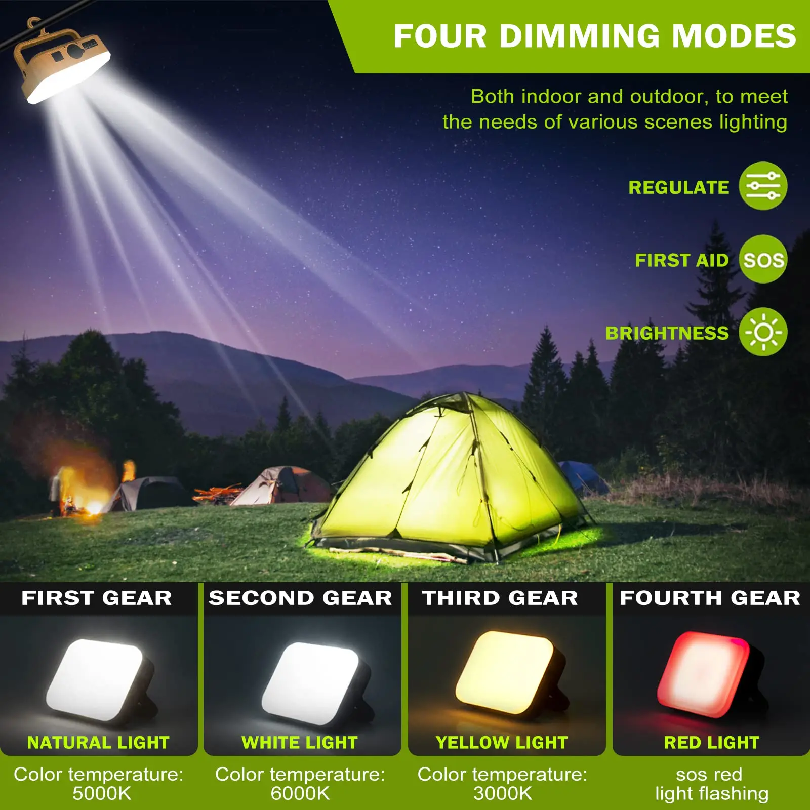 1000lm 4 Lighting Modes Le Portable LED Camping Lantern Light Battery Powered