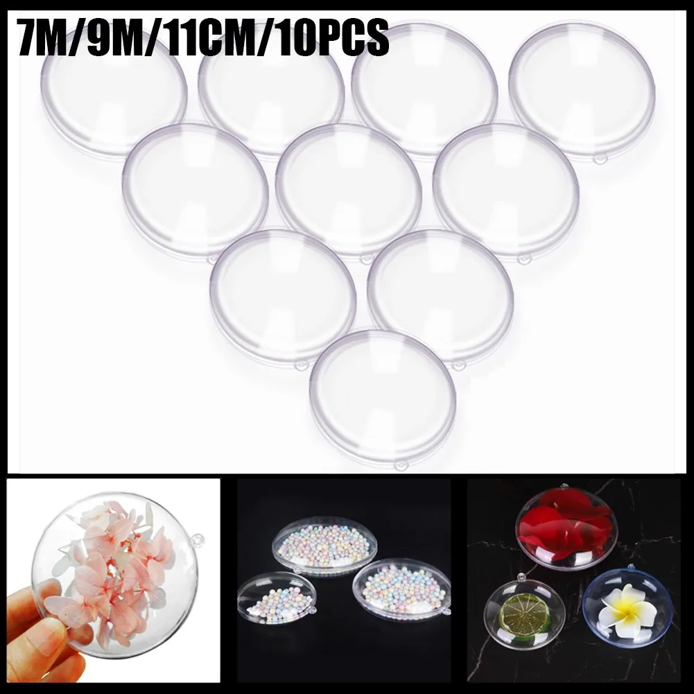 10pcs Transparent Flat Ball Plastic Clear Baubles Open Ball Candy Gifts Box 8/9cm Home Decor For Wedding Christmas Decoration