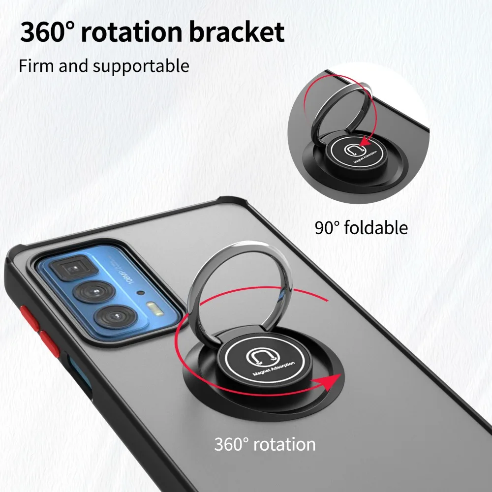 ShockProof Matte Ring Holder Phone Case with Enhanced Protection