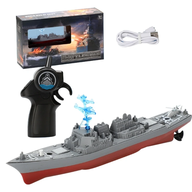 Remote Control Warship Boat Toy Speedboat Toy Vessel for Outdoor Pools Lakes Remote Control Cruisers Child Favor Gift 5