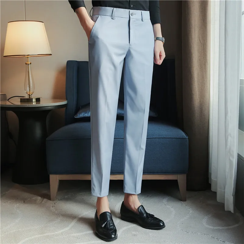 Spring Autumn British Style Business Slim Mens Suit Trousers Korean Fashion  High-waisted Casual Pants Formal Social /Dress Pants - AliExpress